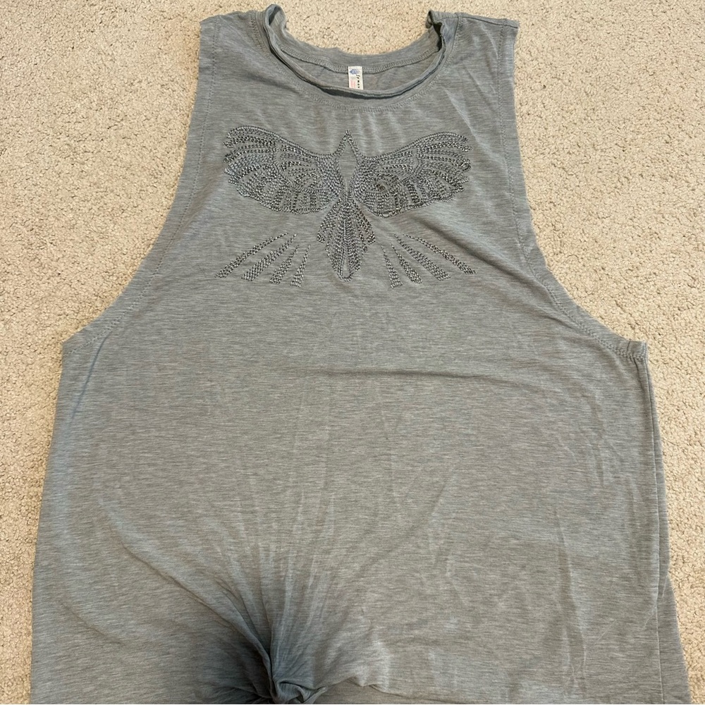 Free people fp movement muscle top embroidered eagle